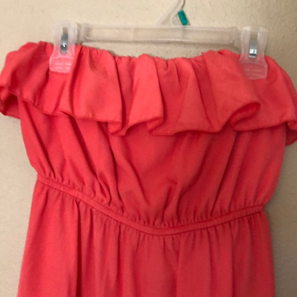 Coral strapless dress - Picture 2 of 5